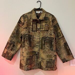 Vintage Erin London Tapestry Shirt Jacket | Scenic Cottagecore Print | Large